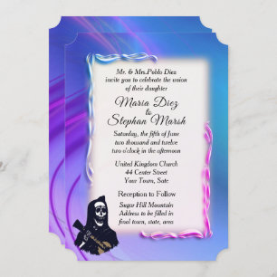Day of the Dead Ultraviolet Wedding Invitation