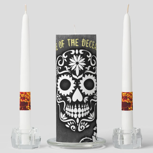 DAY OF THE DEAD Unity Candle Set CUSTOMIZABLE (Front)