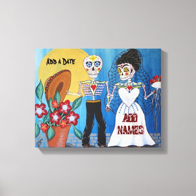 Day of the Dead Wedding Couple Canvas Print (Front)