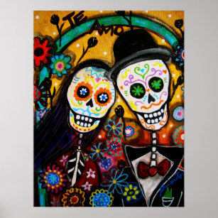 Day Of The Dead Wedding Art Wall Décor Zazzle Day Of The Dead Wedding Poster
