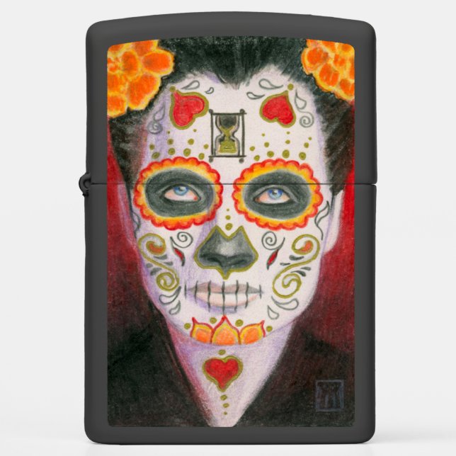 Day of the Dead with Hour Glass Zippo Lighter (Front)