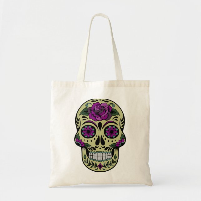 Day of the Dead with Purple Rose Tote Bag (Front)