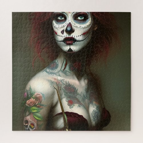 Day of the Dead Woman With Tattoos Puzzle