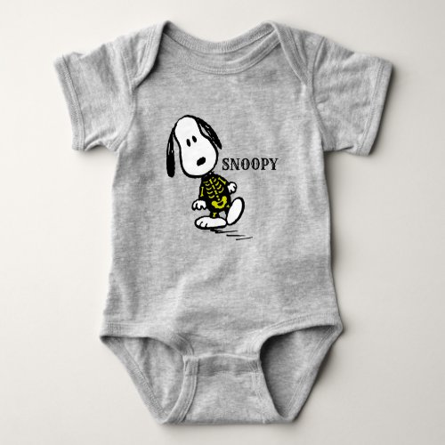 Day of the Dog  Snoopy Halloween Skeleton Baby Bodysuit