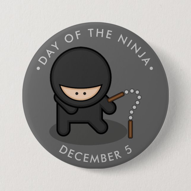 Day of the Ninja, cartoon nunchucks Button (Front)