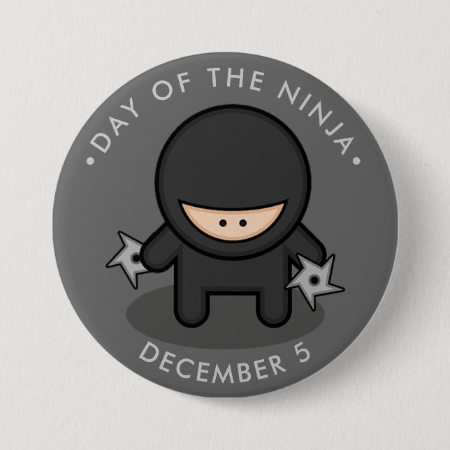 Day of the Ninja, cartoon shuriken Button (Front)