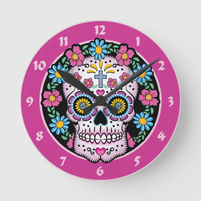 Day of the Skull Dead Round Clock (Front)