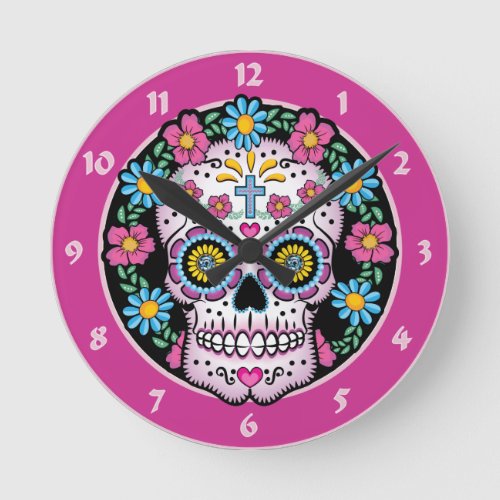 Day of the Skull Dead Round Clock