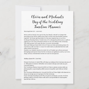 Day of the Wedding Timeline Couples Invitation