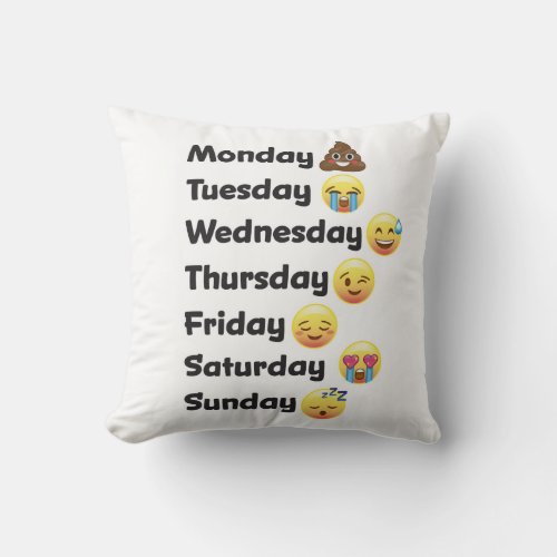 Day of the Week Emoji Face Pillow