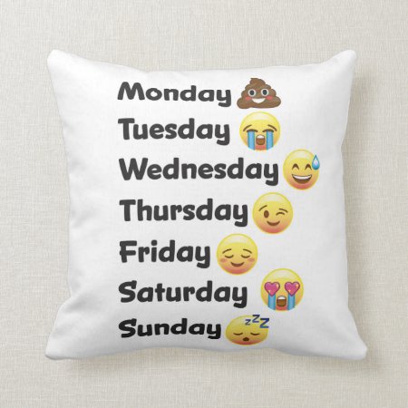 Day Of The Week Emoji Face Pillow