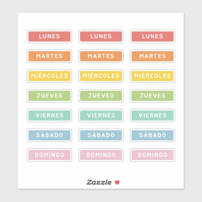 Day of the Week (Spanish) Sticker (Sheet)