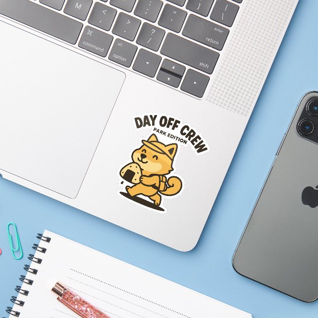 Day Off Crew  Sticker (Laptop w/ iPhone)