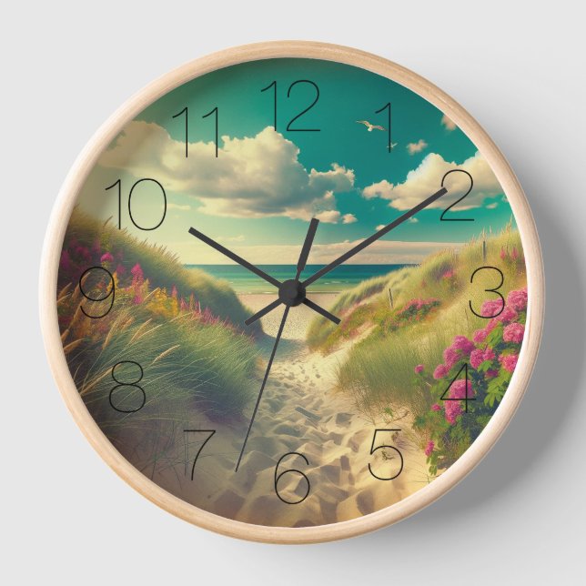 Day On The Beach Edit Retro Look Clock (Front)