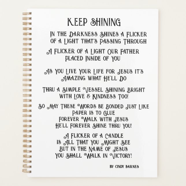 Day Planner - Christian Planner with Original Poem (Front)