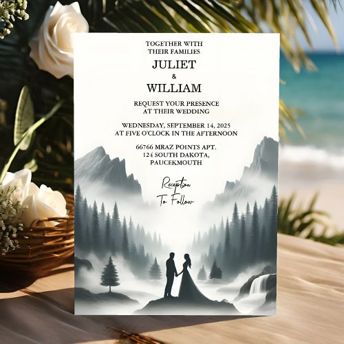 Day River Rain Cloud Nature Smoky Mountain Wedding Invitation