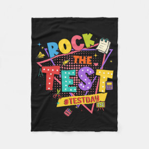 Day Rock The Test Motivational Students Teachers Fleece Blanket