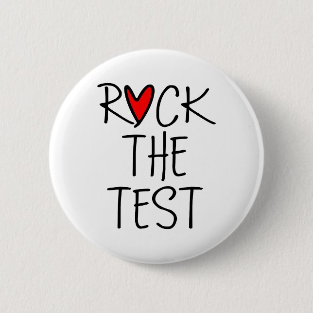 Day Rock The Test Teacher Testing Day Funny Teache Button (Front)