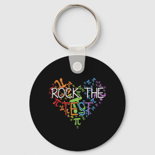 Day Rock The Test Teacher Testing Day Rainbow Teac Keychain