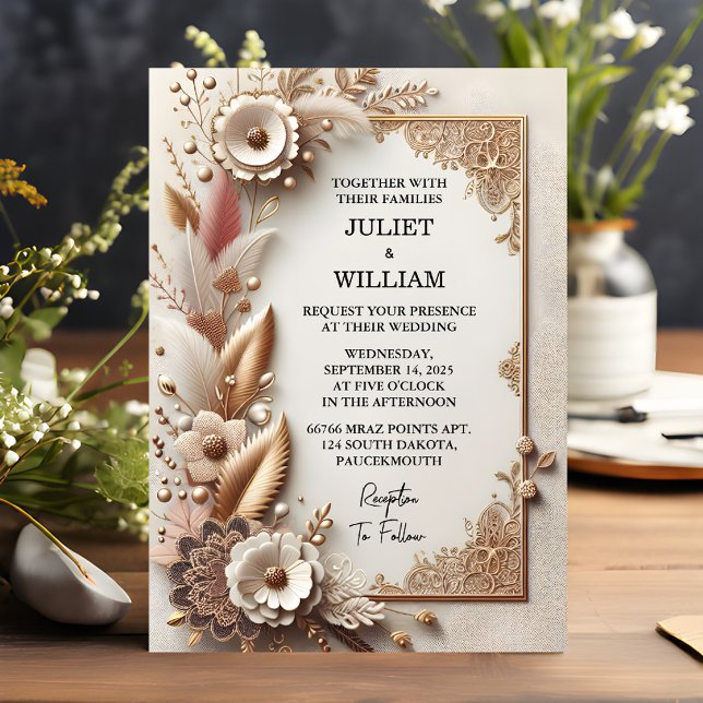 Day Satin Fabric Velvet Lace Linen Paper Wedding Invitation (Creator Uploaded)
