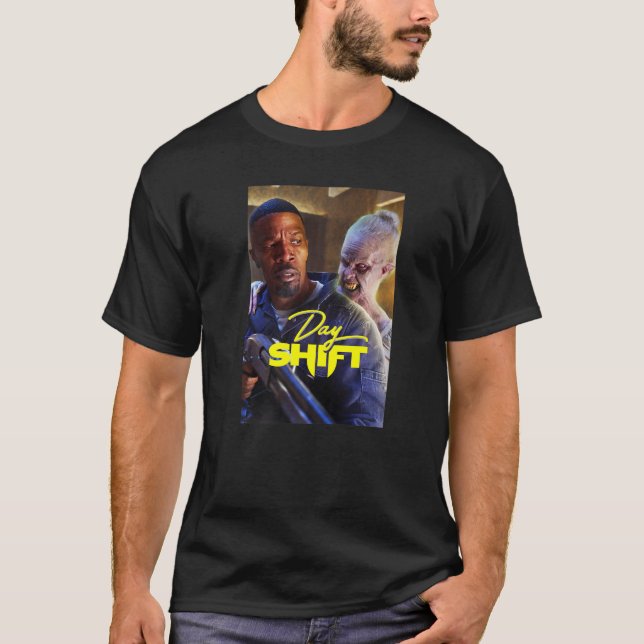 Day Shift Bud and Scary Vampire Poster T-Shirt (Front)