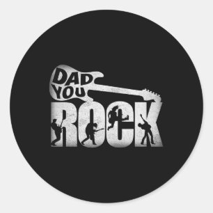 Day Shirt Funny Dad You Rock Guitar Vintage Adults Classic Round Sticker