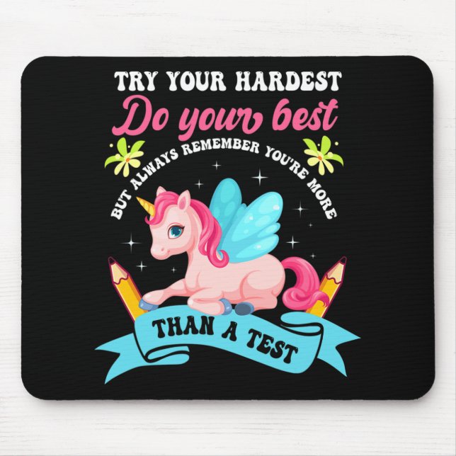 Day Shirt Unicorn Test Day  Mouse Pad (Front)