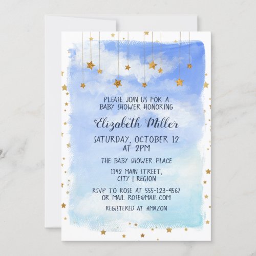 Day Sky With Bright Stars Baby Shower Invitation