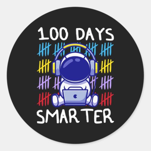 Day Smarter 100 Day Online School Astronaut Lovers Classic Round Sticker