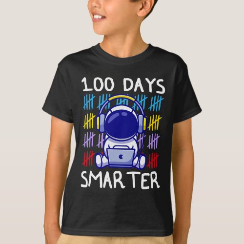 Day Smarter 100 Day Online School Astronaut Lovers T_Shirt