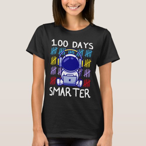 Day Smarter 100 Day Online School Astronaut Lovers T_Shirt