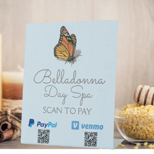 Day Spa Butterfly Scan To Pay Custom QR Code Pedestal Sign