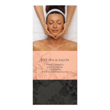 Day Spa Massage Therapy Price List {peach} Rack Card by lifethroughalens at Zazzle