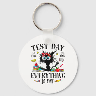 Day Stressed Teachers &amp; Students Testing Funny Keychain