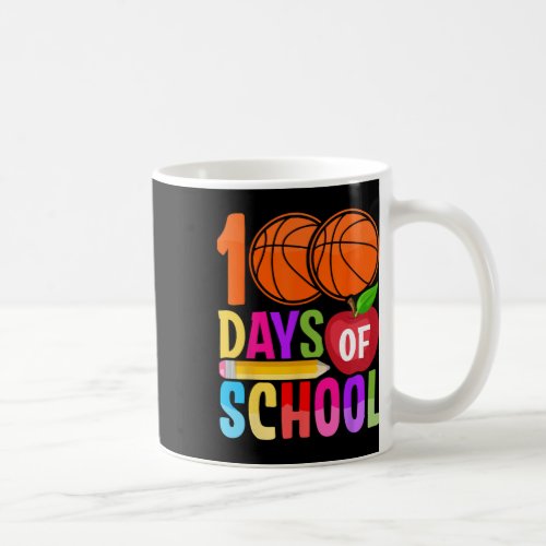 Day Student Boys Girls Basketball 100 Days Of Scho Coffee Mug