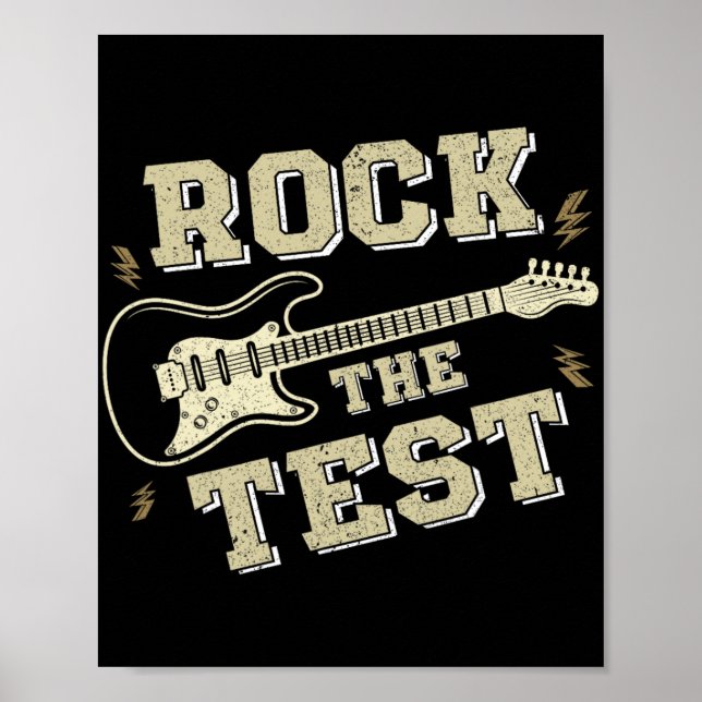 Day Teacher Rock The Test Guitar Teacher Testing D Poster (Front)
