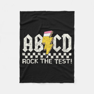 Day Teacher Testing Retro Abcd Rock Test Day Schoo Fleece Blanket
