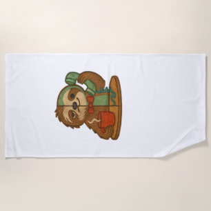 Day-to-Night Sloth Glow-Up Patch � Embroidered Tra Beach Towel