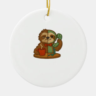 Day-to-Night Sloth Glow-Up Patch � Embroidered Tra Ceramic Ornament