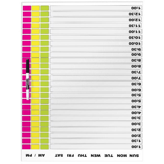 day tracker dry erase board (Front)