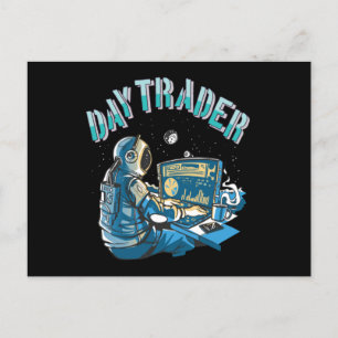 Day Trader Astronaut in space Postcard