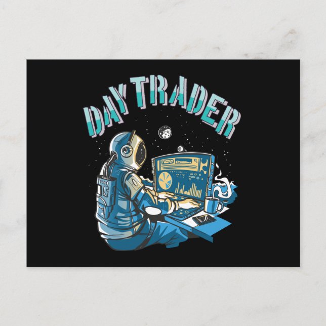 Day Trader Astronaut in space Postcard (Front)