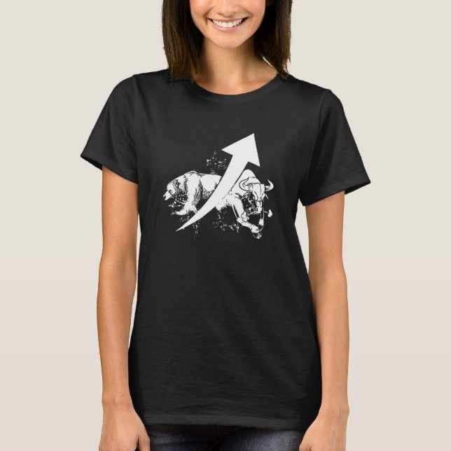 Day Trader Bear Bull Stock Market Day Trading T-Shirt (Front)