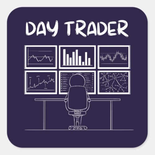 Day Trader Funny Logo Square Sticker