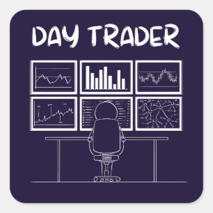 Day Trader Funny Logo Square Sticker