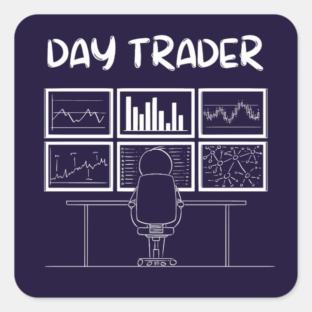 Day Trader Funny Logo Square Sticker (Front)