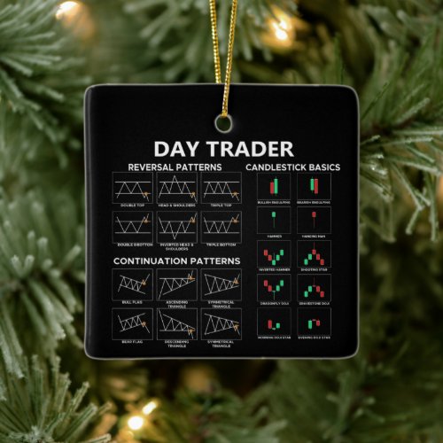Day trader stock market investor chart candlestick ceramic ornament