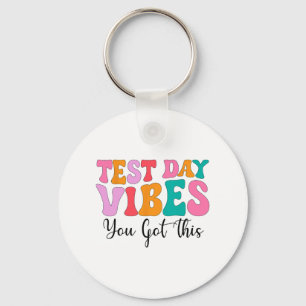 Day Vibes Groovy Testing Day Teacher Student Women Keychain
