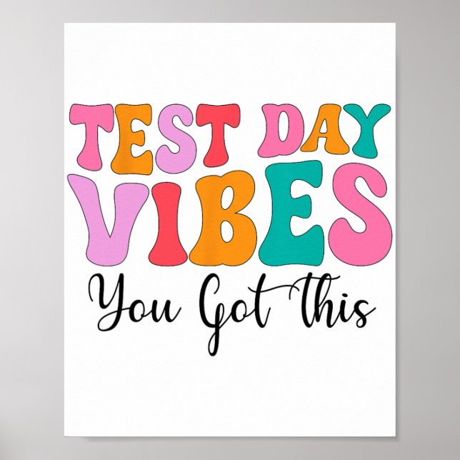 Day Vibes Groovy Testing Day Teacher Student Women Poster (Front)