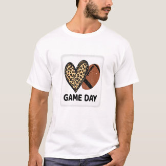 Day With Leopard Heart Football T-Shirt